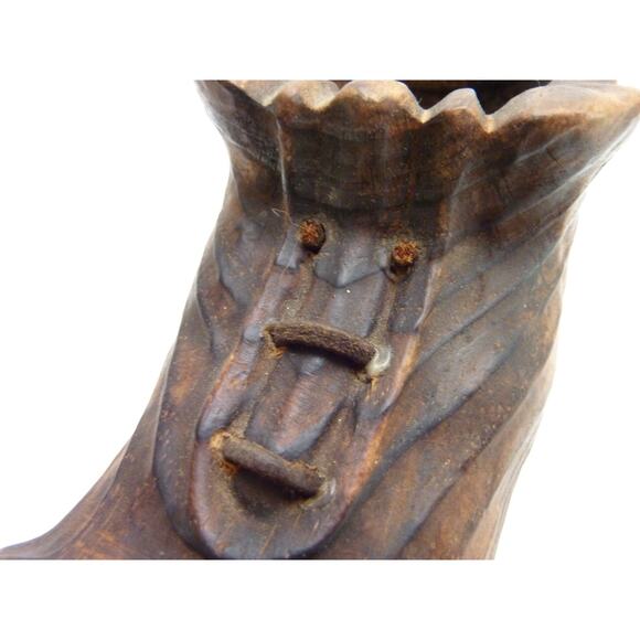 Vintage Handcrafted Wood Shoe/Boot Holds Glass Votive Candle - Picture 6 of 7